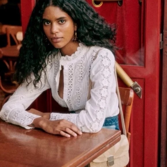 Sezane Rym Shirt Ecru NWT 36 - Picture 5 of 8